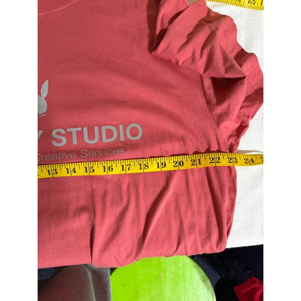 Playboy‎ by PacSun Studio Photography Graphic T-Shirt Pink Silver Reflective L